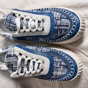 Women’s Blue Tweed Athletic Sneakers - Lightweight Casual Trainer